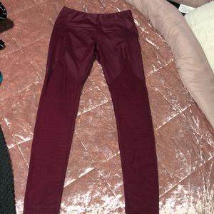 Maroon Mesh Leggings